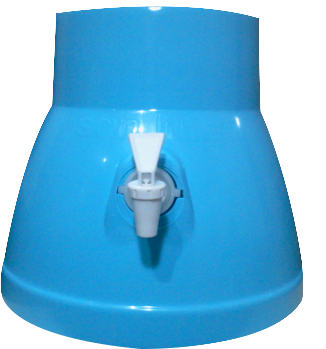 Dispensador celeste para bidones de 20 litros.